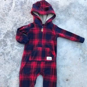 Plaid fleece baby boy one piece